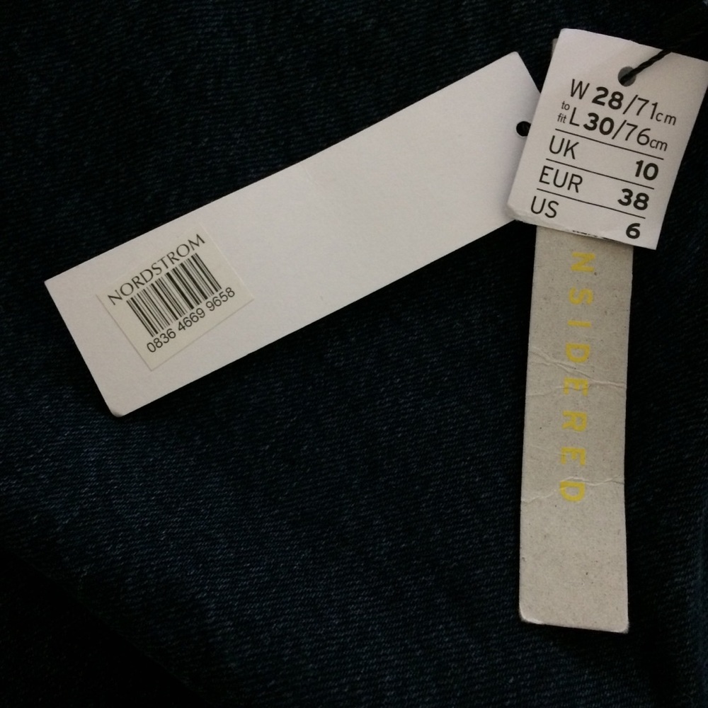 Topshop Raw Hem Crop Straight Leg Jeans In Blue Black - Picture 6 of 10